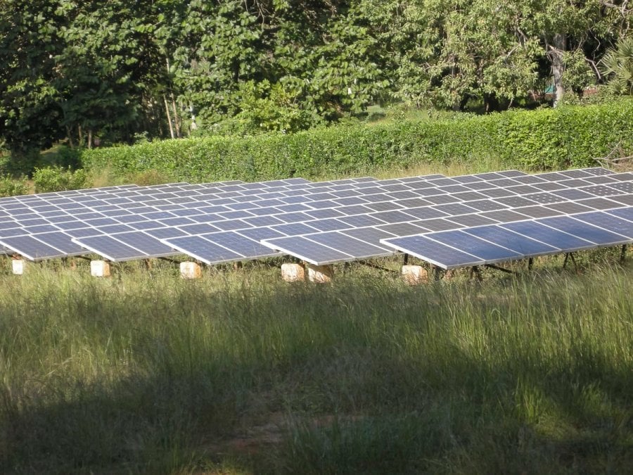 Solar power panels that power the Matrimandir in Auroville