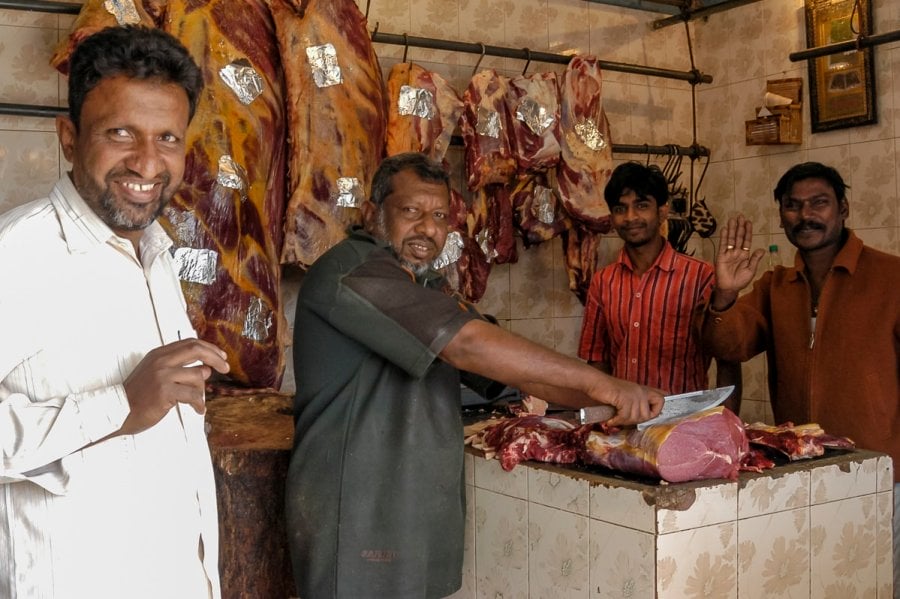 Muslim beef butchers in the Muslim area of Bengaluru, India