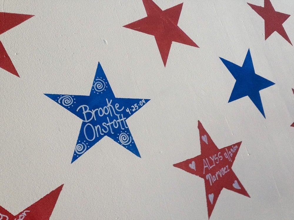 Stars with names painted on the walls, Brooke Onstott
