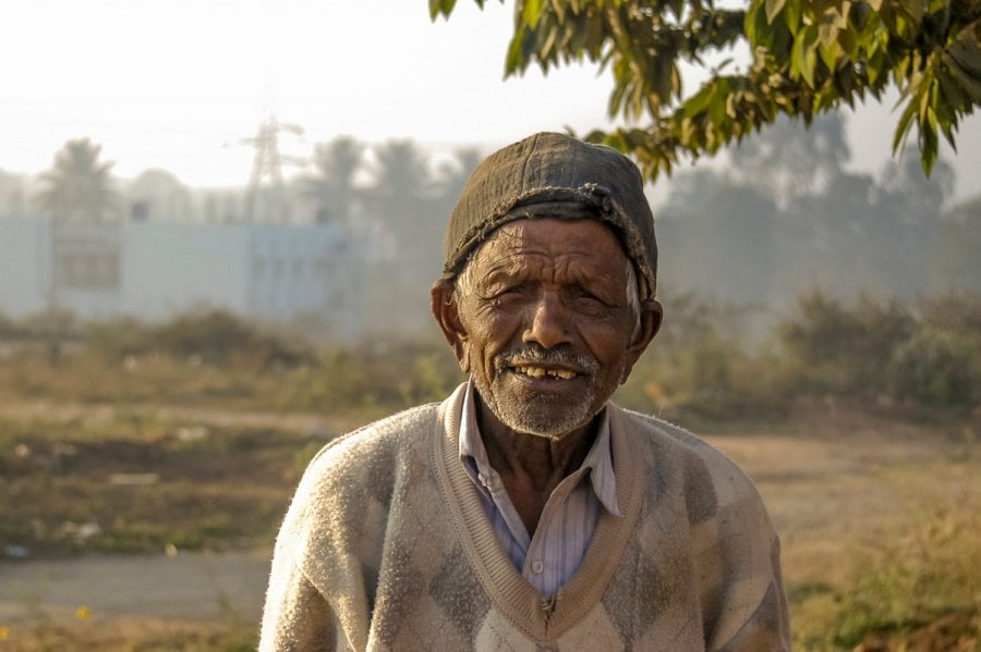 and old man in Hosur, India