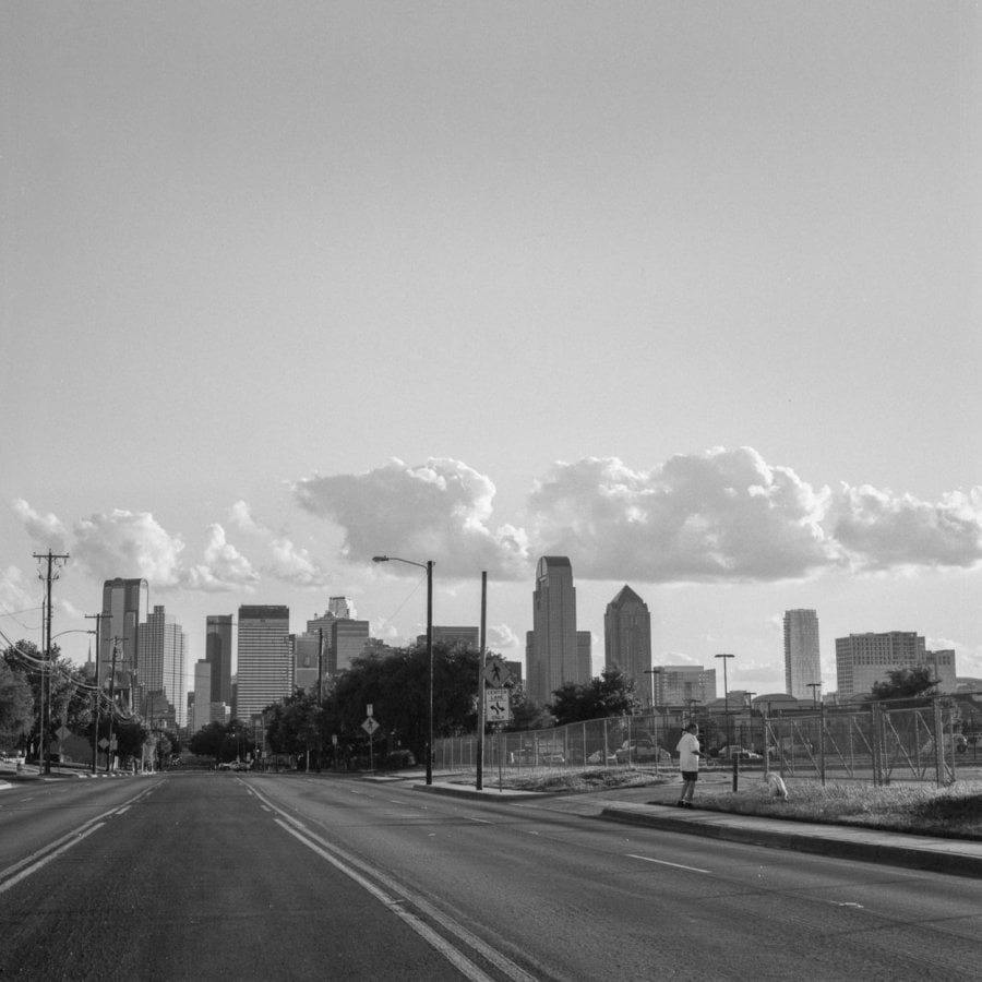 The Dallas skyline seen from Old East Dallas