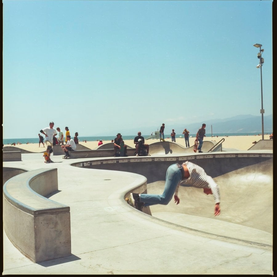Skateboarders at the Venice Beach skatepark