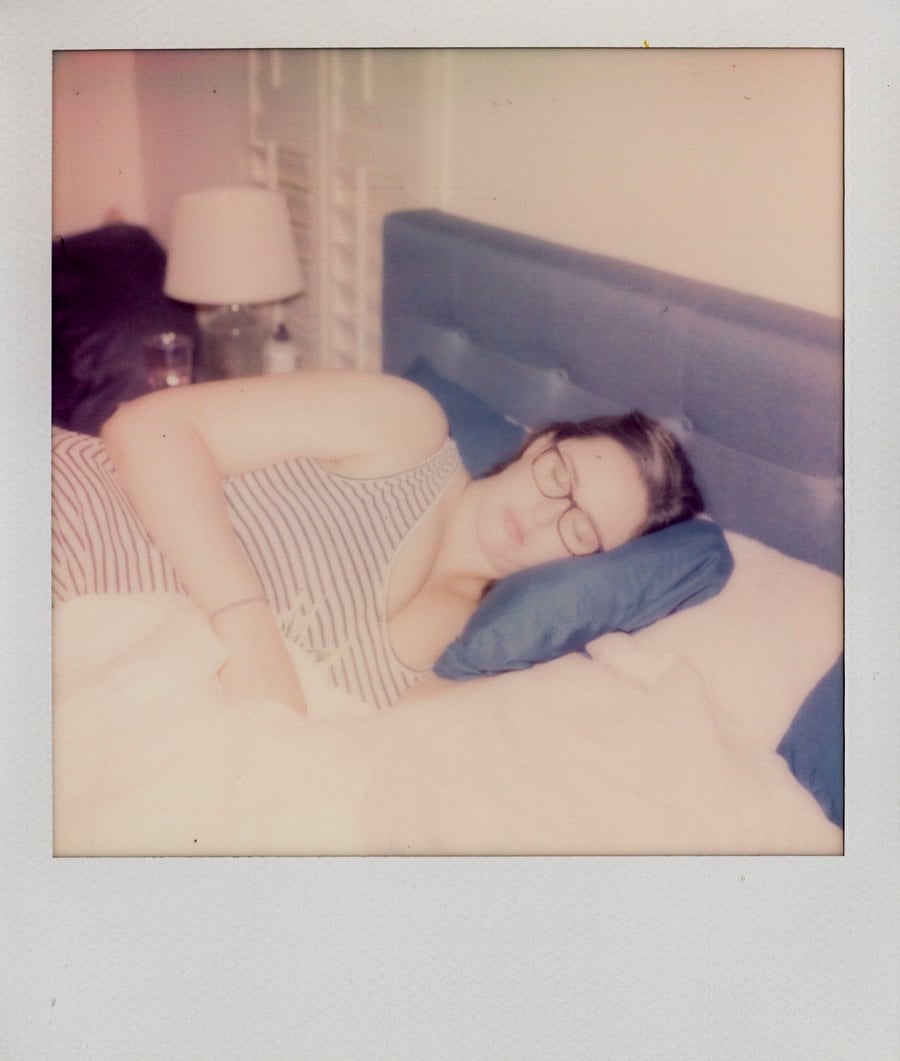 Andrea taking a nap Polaroid photos