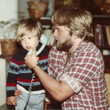 Dad and I on the phone