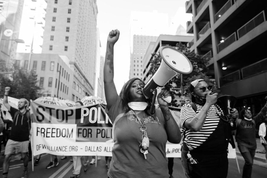Civil rights activists marching through downtown Dallas against racial injustice. My best photo of 2020.