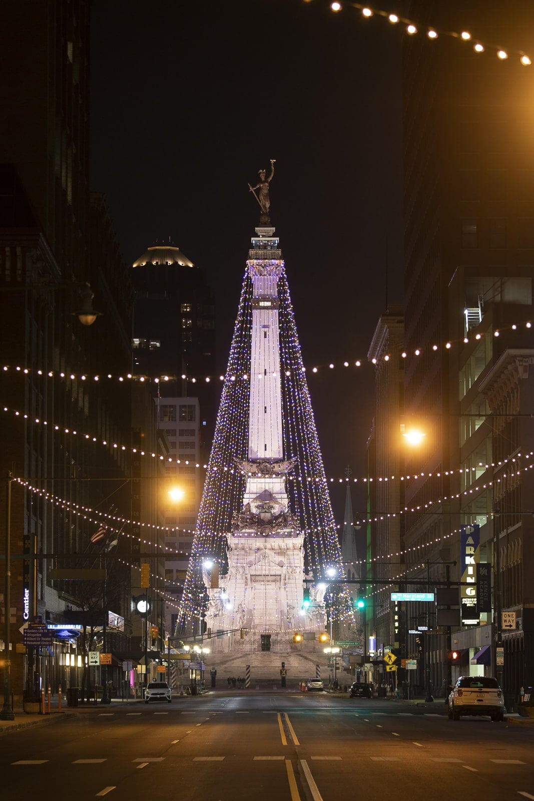 The World's Largest Christmas Tree in Indianapolis at Night