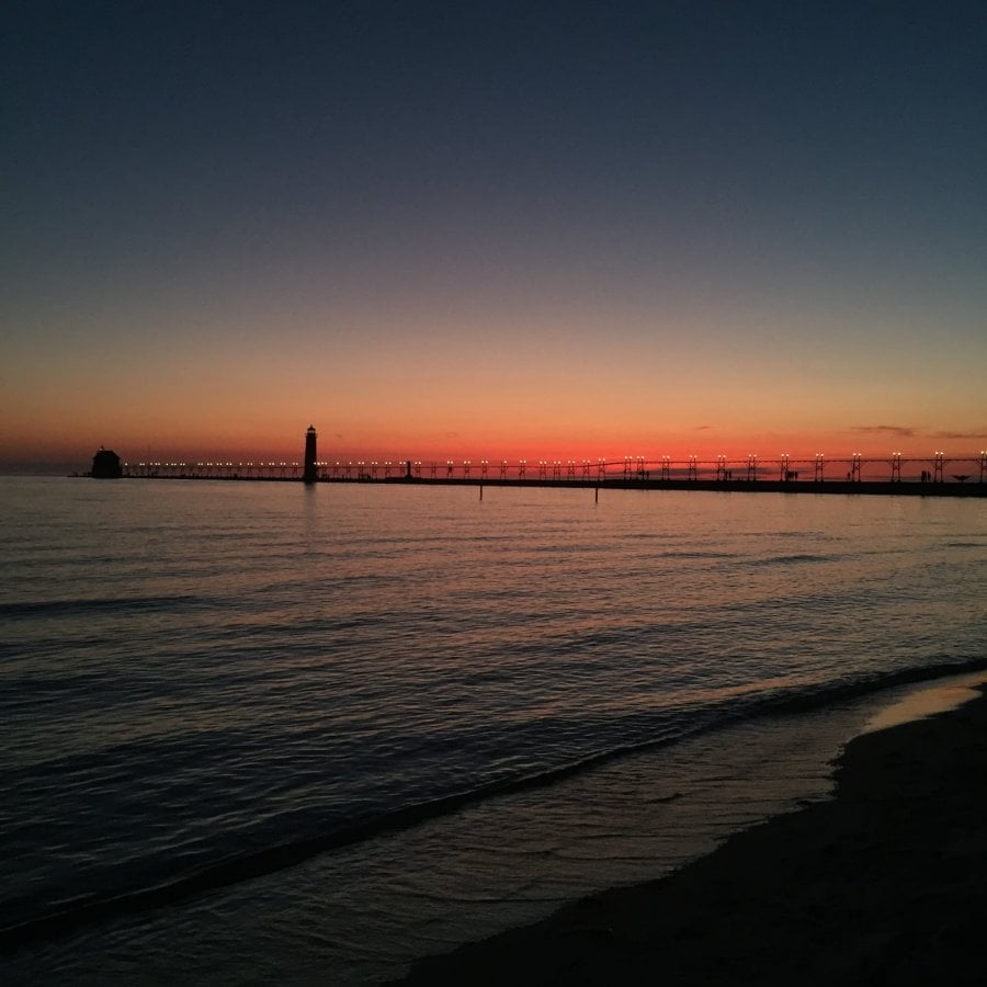 Grand Haven Beach At Sunset