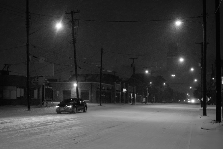 Ross Avenue in the snowstorm