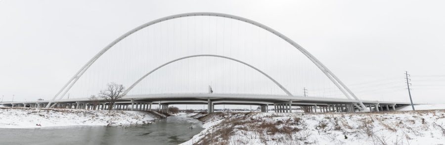 Margaret McDermott Bridge in the snow