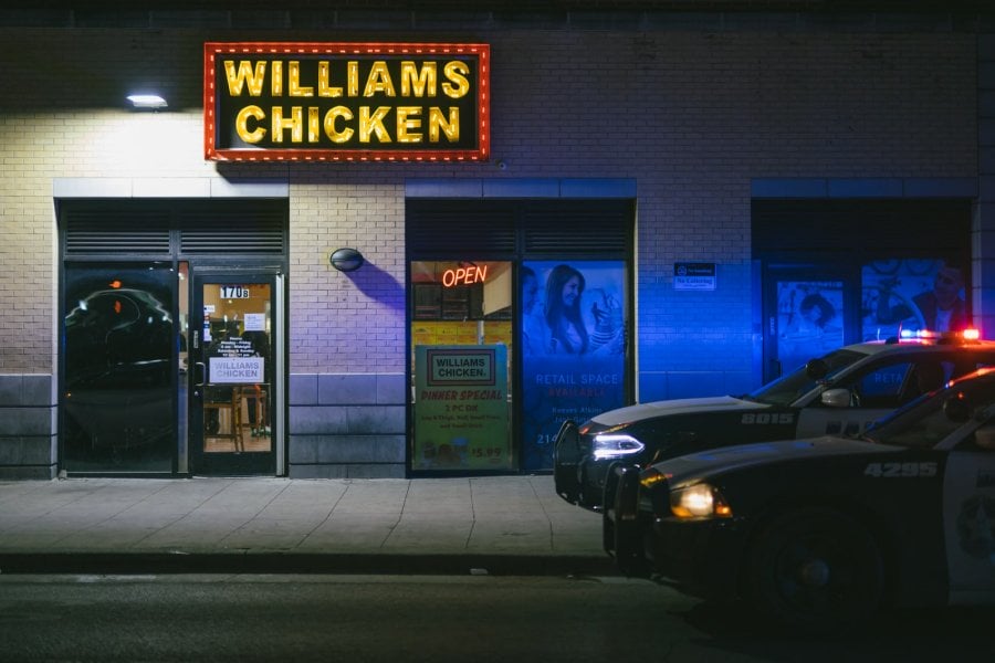 The police at Williams Chicken in downtown Dallas, Street photos in Dallas