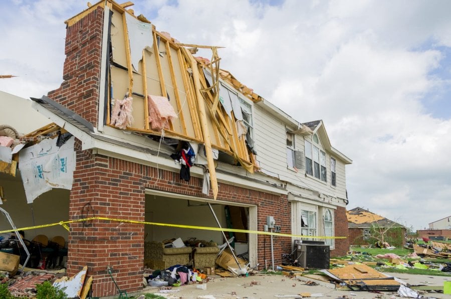 A house destroyed by a tornado