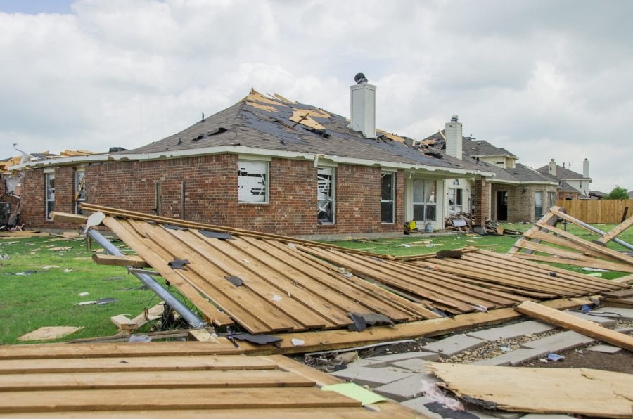 Destruction caused by the Forney tornado