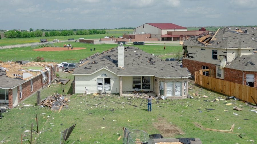 A house in the Diamond Creek subdivision damaged by the tornado