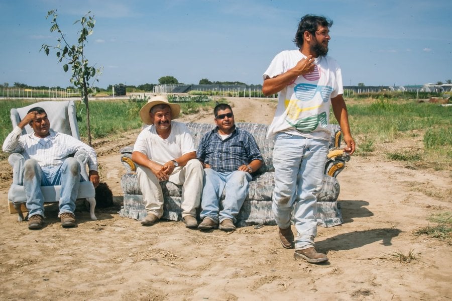 Mexican farmworkers on a tree farm in East Texas