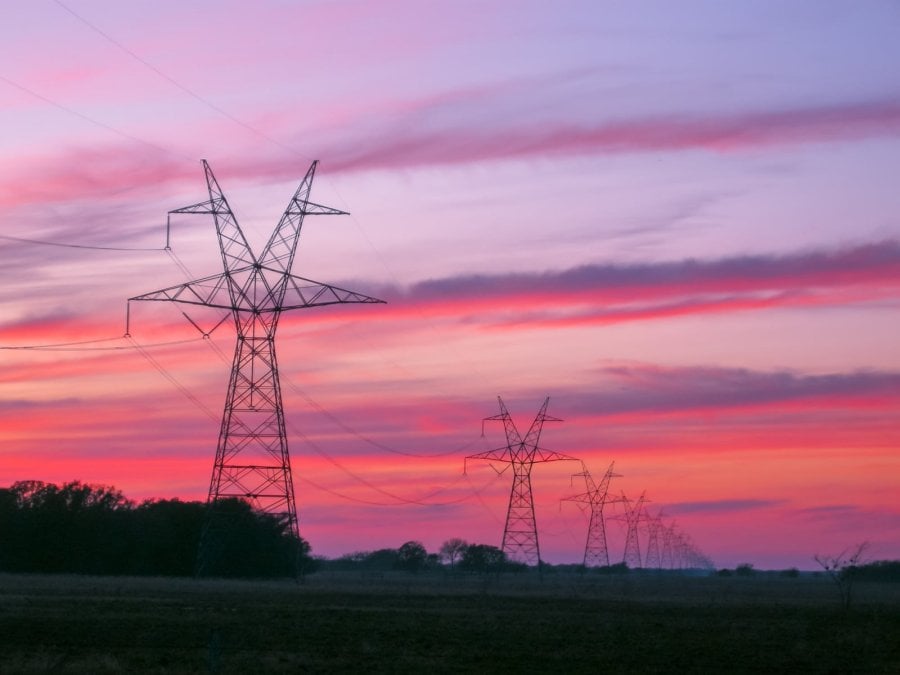 Power lines and Transmission towers at Sunset