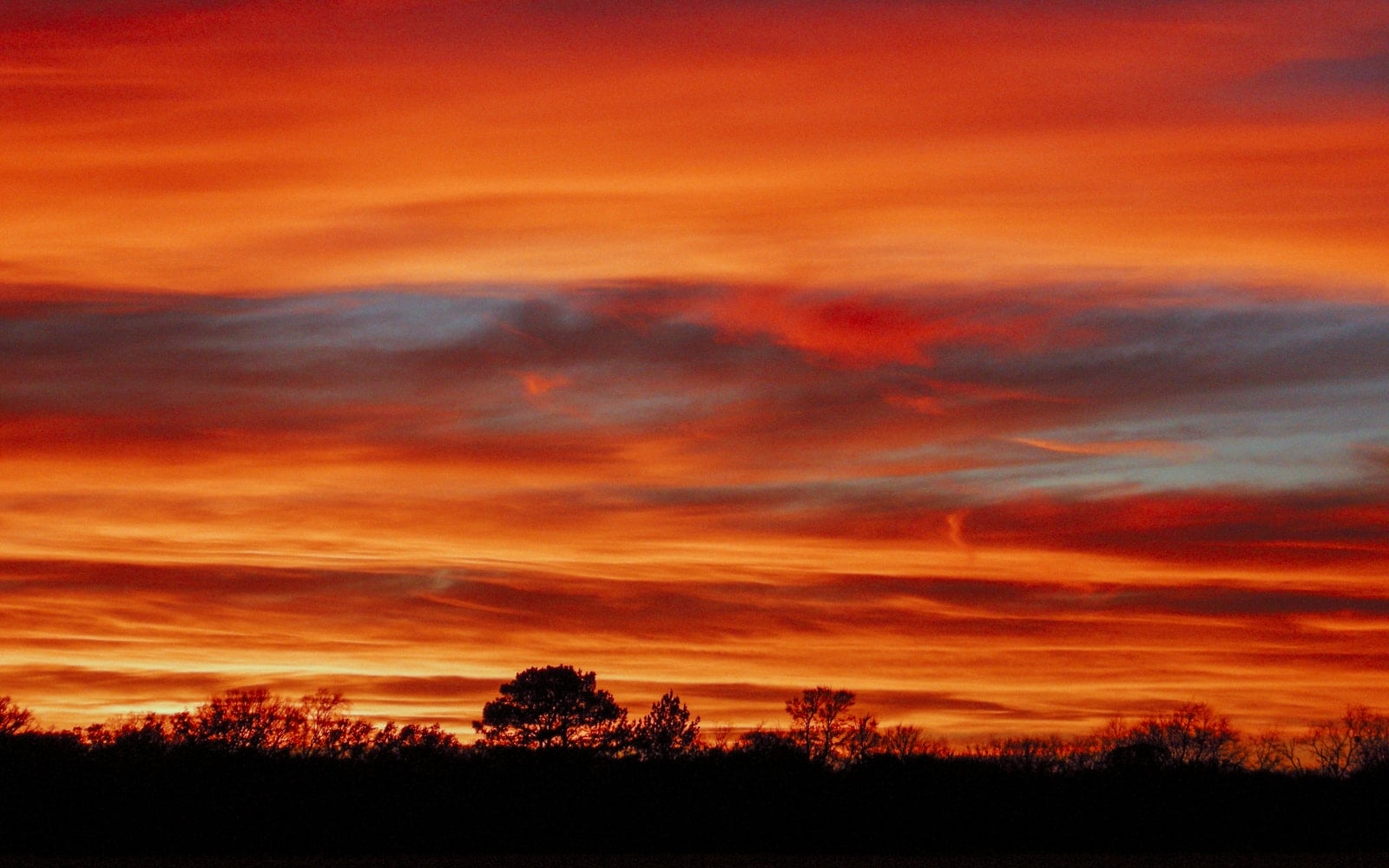 A beautiful fire orange sunset in East Texas