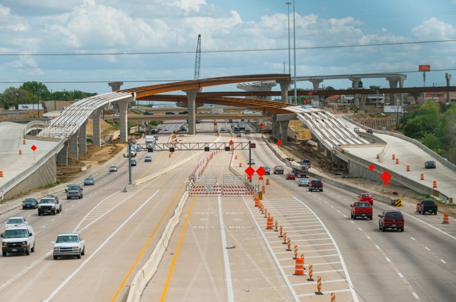 Massive highway bridges under construction 