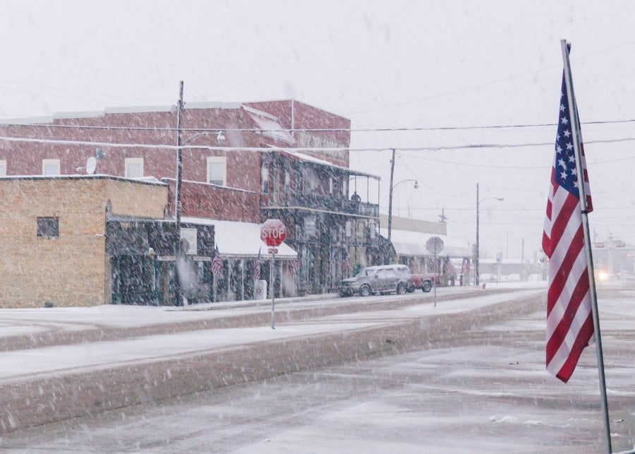 Downtown Wills Point in the 2010 East Texas snowstorm
