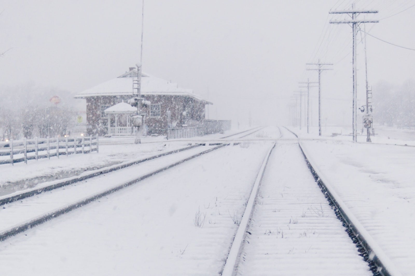 Train tracks in Snowmageddon 2010