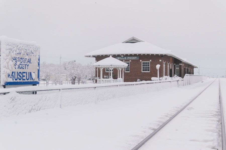 Old train station in the 2010 North American Blizzard