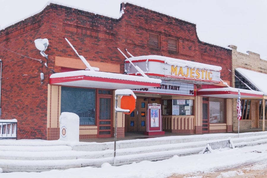 The Majestic Theater in the 2010 East Texas snowstorm