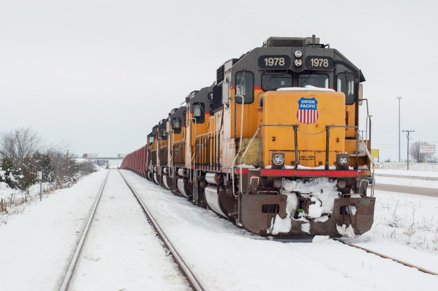 A pacific Union train in the 2010 North American Blizzard
