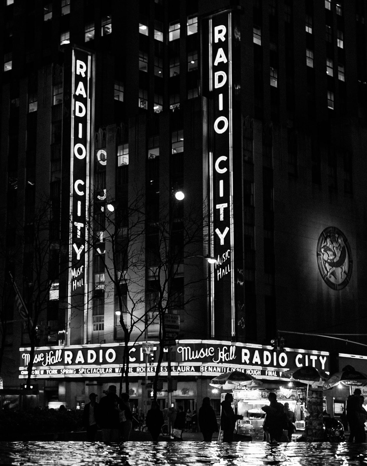 Radio City Music Hall at night in NYC