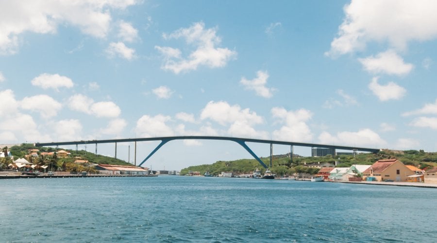 The Queen Juliana Bridge going over St. Anna Bay in Curaçao
