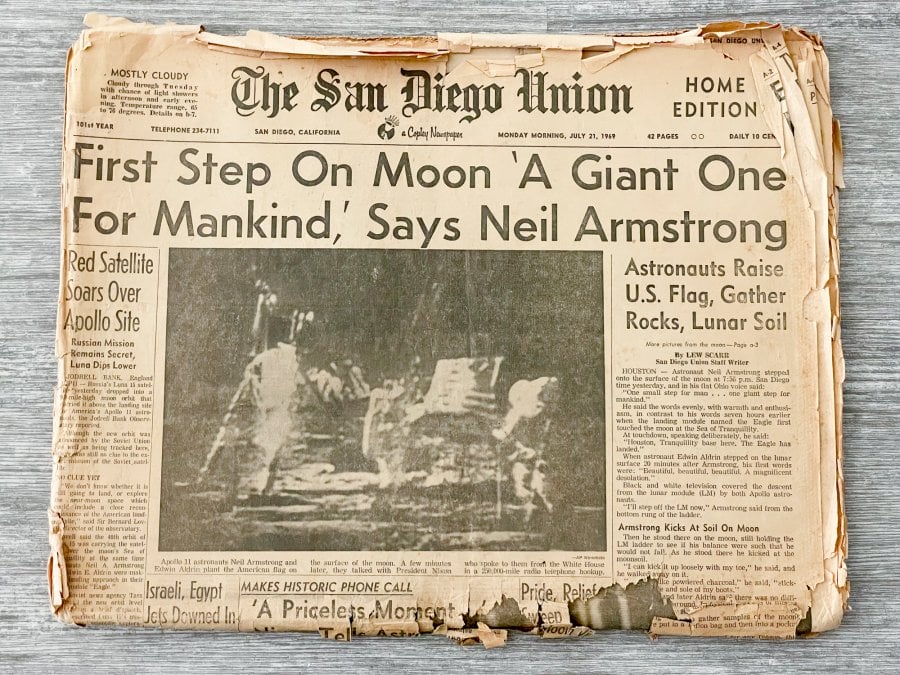 1969 Moon Landing Published In The San Diego Union Newspaper
