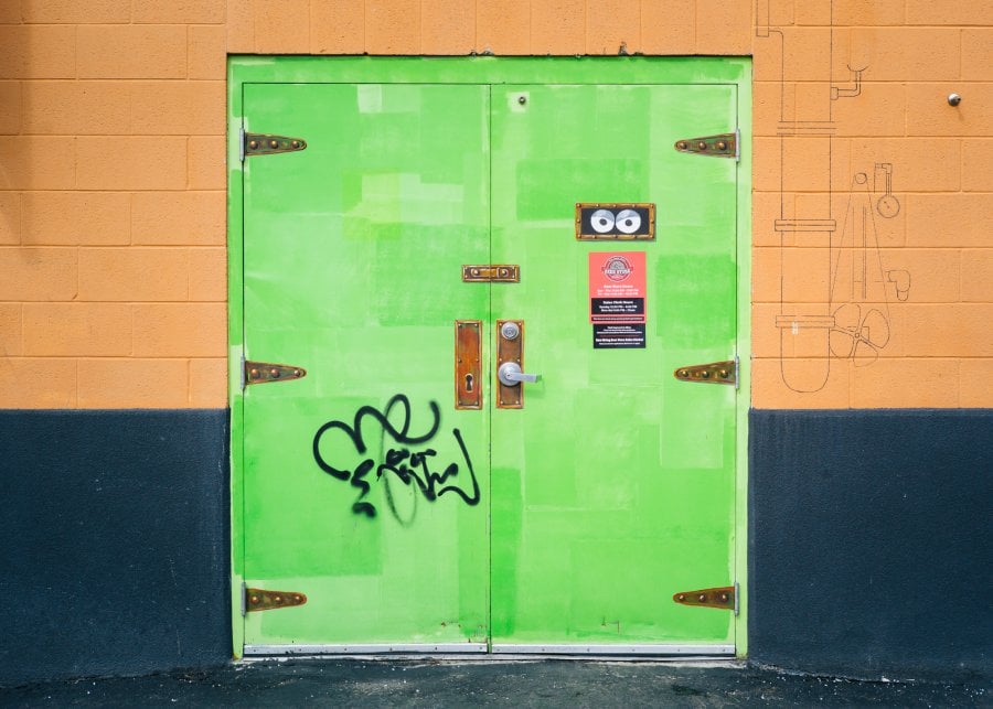 A green door