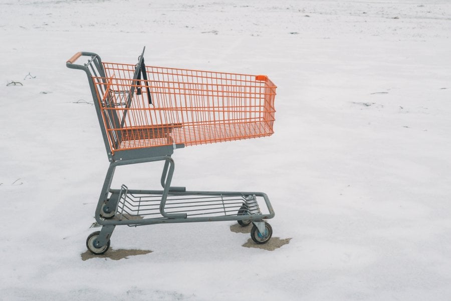 Shopping cart in the snow