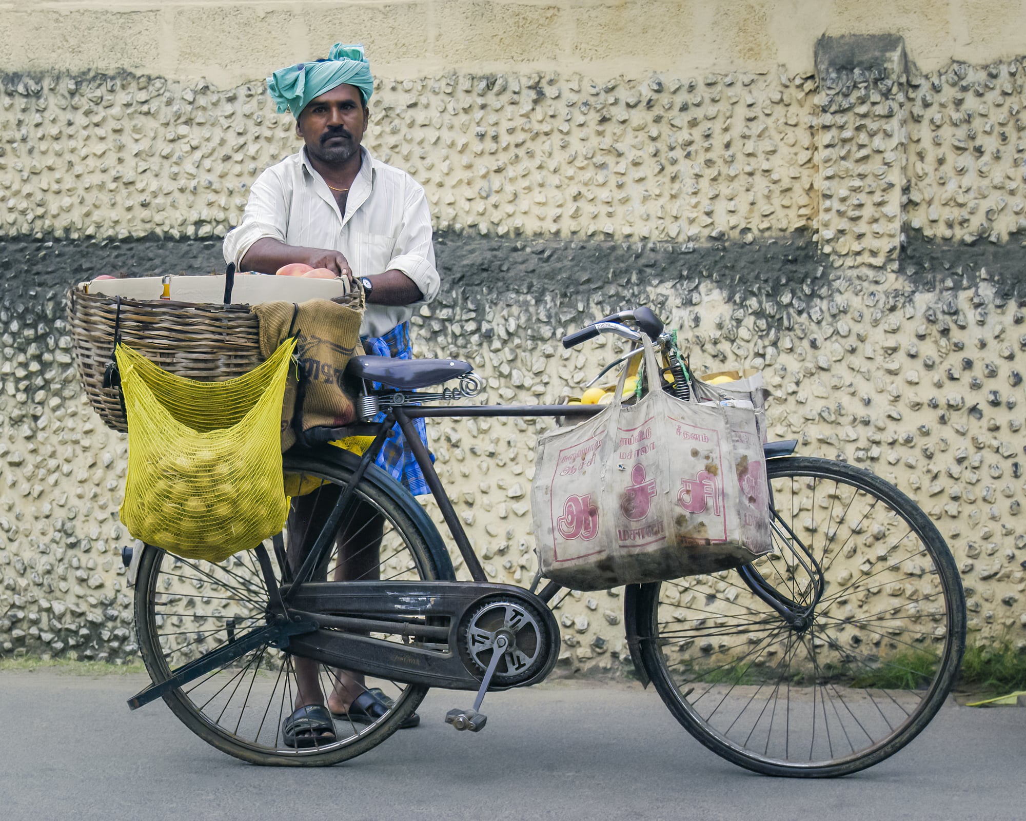 Indian Man with Bicycle in Salem, India by Matthew T Rader