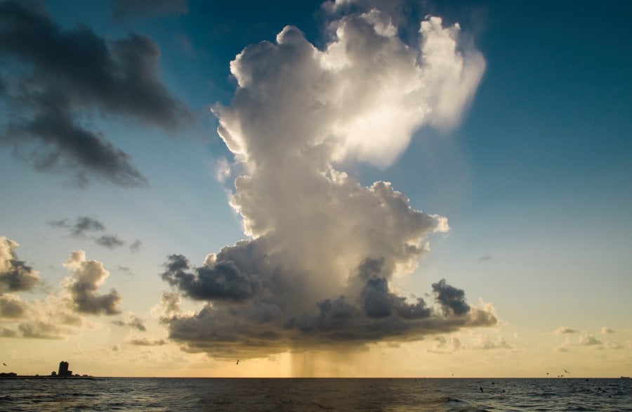 Cumulonimbus calvus cloud over the Gulf of Mexico in Galveston, Texas