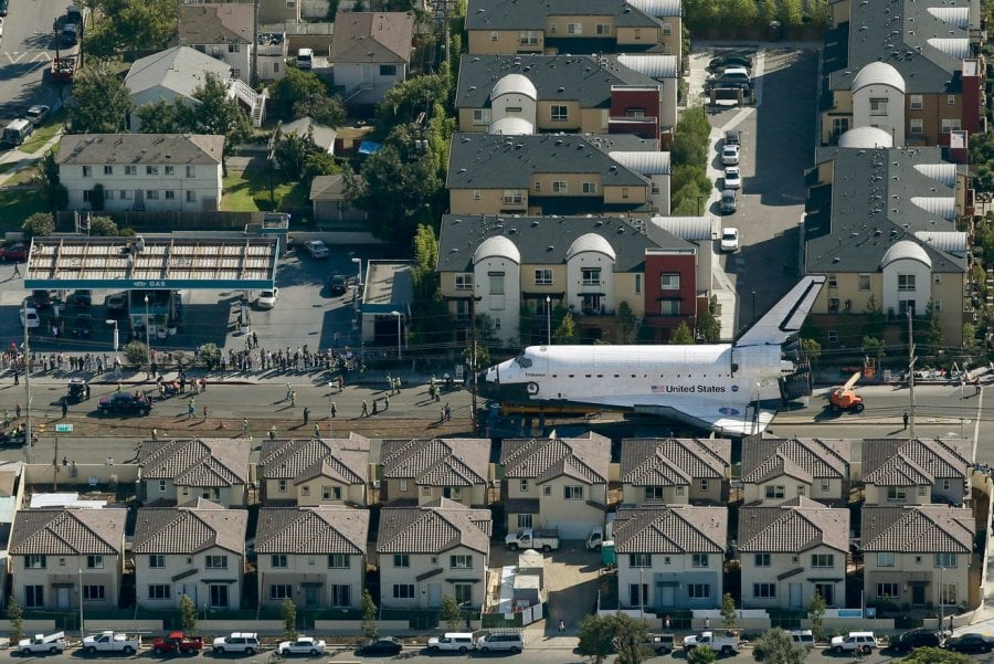 Space shuttle Endeavour Manchester Blvd. in Los Angeles by Chris Carlson, AP Photo, October 12, 2012