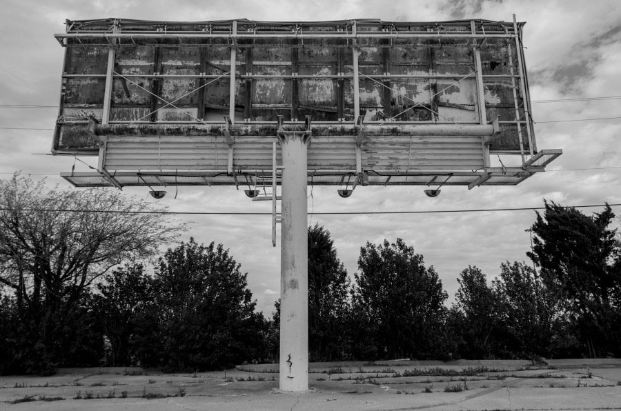 Urban Exploring An Old Rusty Billboard In Arlington, Texas