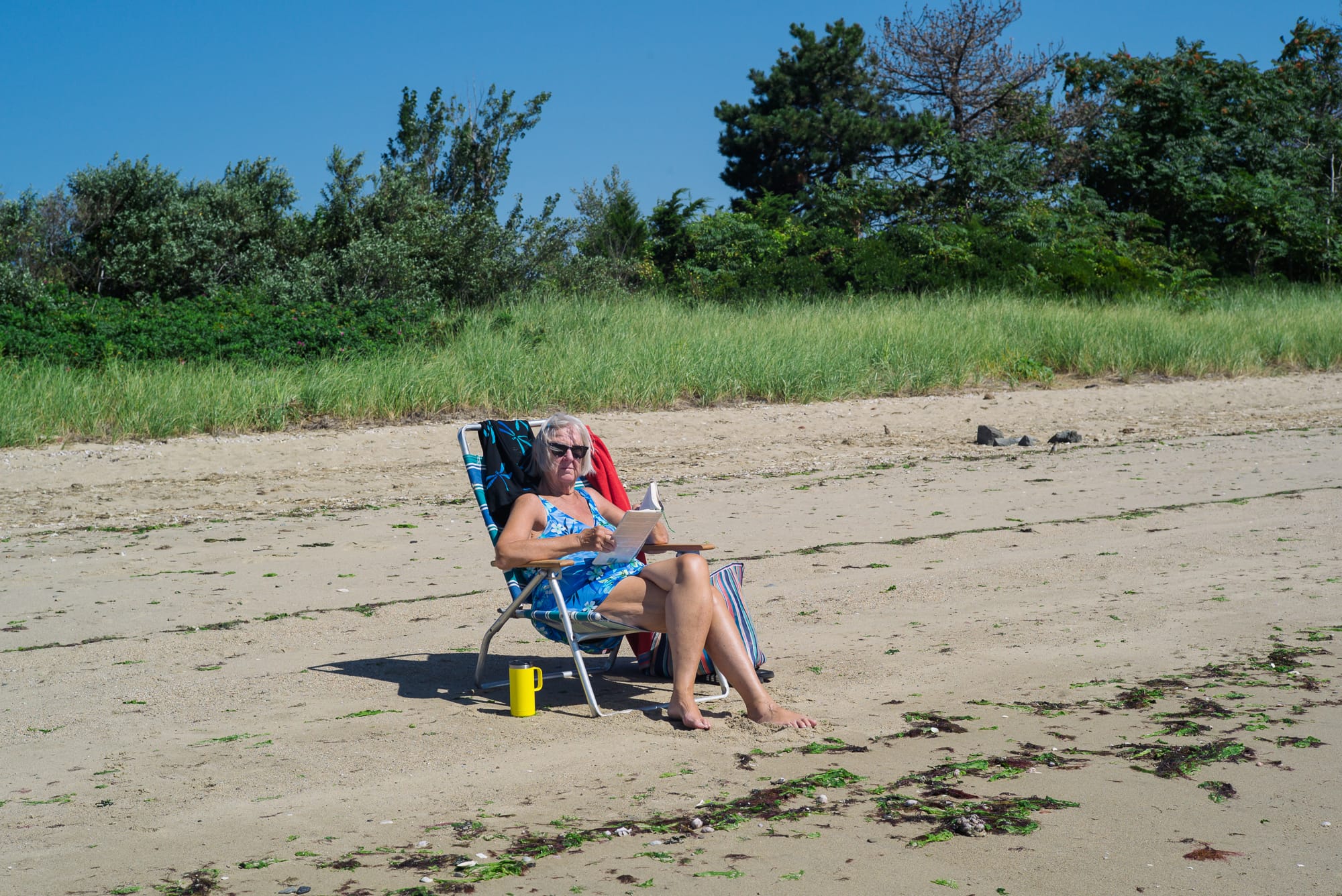 A woman on the beach in Conimicut Point, Warwick