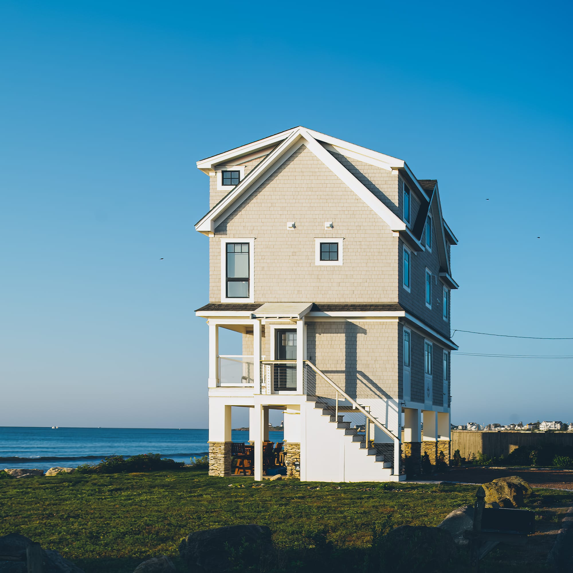 A house on stilts in Narragansett